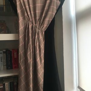 ZARA midi plaid side-split dress